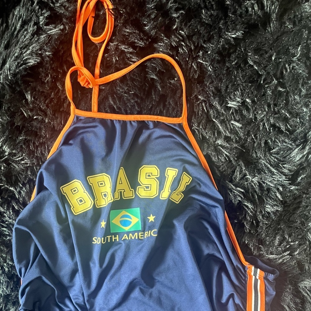 SHEIN Blue and Orange Brasil Tank Top